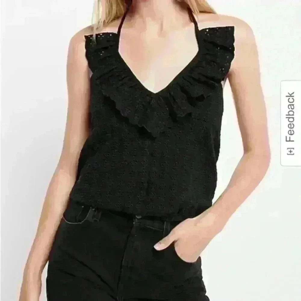 Express eyelet tank top halter top